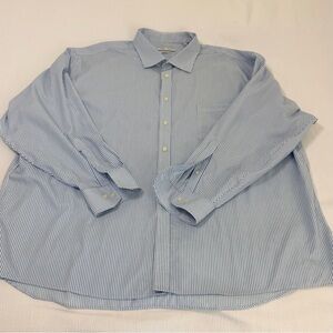 JOSEPH ABBOUD Mens Sz 20 34/35 Dress Shirt, Regular Fit Blue & White Stripe